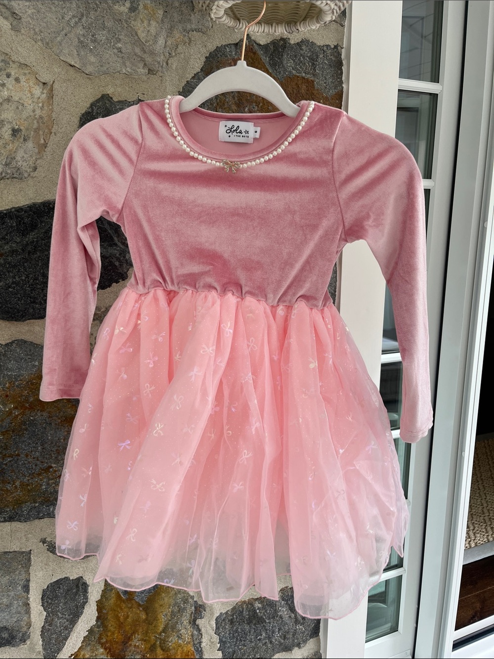Lola + The Boys Ballerina Bow Velour Dress